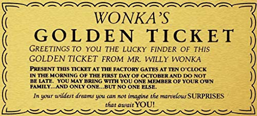 Sylty Willy Wonka Goldenes Ticket, Wandkunst, Metallschild, 20 x 30 cm