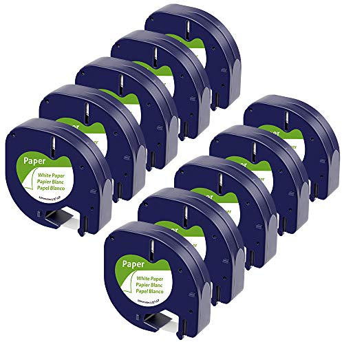 Aken Etikettenband Kompatibel mit Dymo Letratag Papier Etikettenband 91220 Schwarz auf Weiß Paper White 12mm x 4m (10697 91200 S0721520) Kompatibel mit Dymo LetraTag XR XM LT-100H LT-100T LT-110T