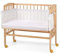 Waldin Beistellbett mit Matratze, höhen-verstellbar, Holz Natur unbehandelt,Große Liegefläche 90x55cm/Punkte-grau