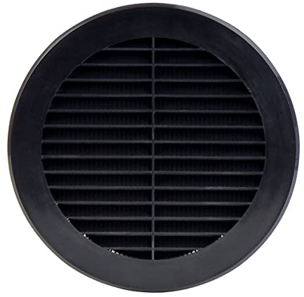 Steinberg14 Griglia di Aerazione Rotonda 150 mm - Griglie di Aerazione in Plastica Nera - Serranda di Scarico dell'aria con flangia - Coperchio di Sfiato Interno a Parete e a Soffitto