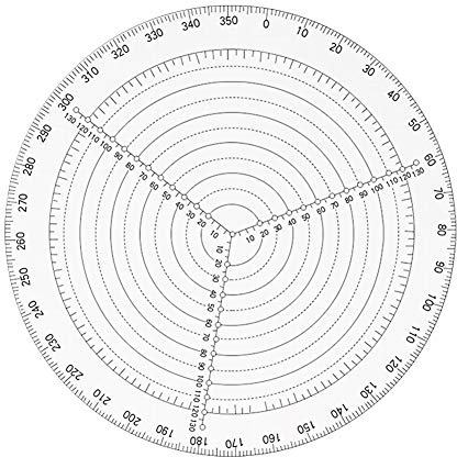 Winkelmesser, Lineal for die Holzbearbeitung, Mittelfinder, vollständiger Winkelmesser (gegenüber der Zahl (0-360 Grad, Durchmesser 200 mm,)) transparent