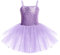 IWEMEK Kinder Ballettkleidung Mädchen Ballettkleid Ärmellos Pailletten Balletttrikot Ballettanzug Tanzkleid Tanzbody mit Tütü Rock Ballettrock Gymnastik Tanzbekleidung Violett 5-6 Jahre