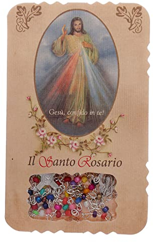 Holyart Rosenkranz mit Beilage Mysterien und Litaneien in Italienischer Sprache, Barmherziger Jesus