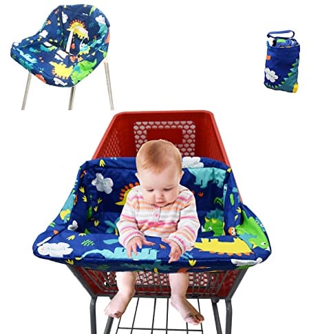 Pozico Baby Einkaufswagen Abdeckung, Universal Kleinkind Warenkorb Schutzhülle und Hochstuhlabdeckung, geeignet für die meisten Warenkorb und Restaurant Hochstuhl, Maschine waschbar (Dinos)