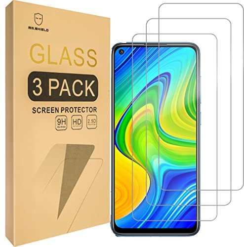Mr.Shield Protector de Pantalla para Xiaomi Redmi Note 9 Cristal Vidrio Templado [3 Piezas] [9H Dureza] Anti-Arañazos