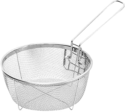 CHAODI Fry Basket for Pot with Handle - Fryer Strainer Stainless Steel Blanching Basket Fryer Skimmer for Kitchen - Kitchen Cooking Tool for Fries