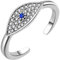 HMOOY Evil Eye Ring, Blau Zirkonia Offener Ring Türkisch Auge Stapelbarer Verstellbarer Wickelring für Damen Schmuck Schutz (Silber 1)