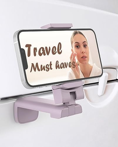 MiiKARE Kompakt Handy Halterung,Verstellbare Klemmhalterung,Flugzeug Halterung,Tragbarer Handy Stander,Smartphone Halterung Kompatibel mit i'Phone13/12 Pro Android,für Flugzeug,Küche,Büro-Violett