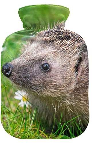 YOUJUNER Wärmflasche mit 3D Igel Tierbezug 2 Liter Große Wärmflasche Warm Komfort Handfüße Wärmer