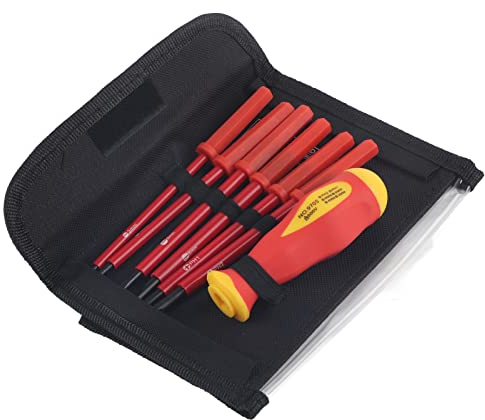 Artillery 7 Pcs Multifunction Insulated Slotted Cross and Slot Electrician Screwdriver Set, Replaceable Screwdriver Rod for Electrical Work