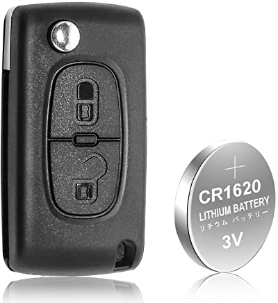 RED WOLF 2 Tasten Schlüsselgehäuse Auto Ersatzschlüssel mit Batterie für Peugeot 207 307 308 407 607 807 Citroen C2 C3 C4 C6 Schlüssel Fernbedienung