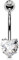 OUFER 14G Bauchnabelpiercing Titan 12 mm Stablänge Herz Piercing Bauchnabel Lang Kurz CZ Edelstein Kugeln Belly Button Piercing Navel Bars Silber 1.6mm Nabelring Frau Geschenk Schmuck
