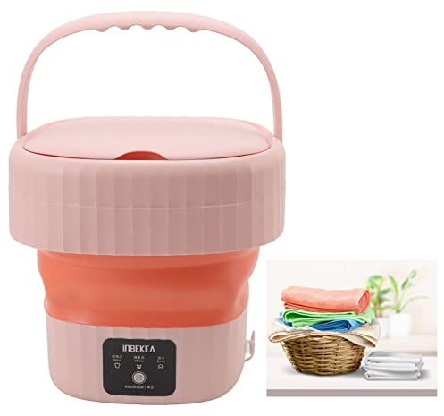 Mini Lavadora, Lavadora Portátil De 6L Lavadoras De Ropa Mini Lavadora Plegable Lavadora De Cubo Plegable Lavadora De Lavandería Para El Hogar Apartamento Hotel (Rosa)