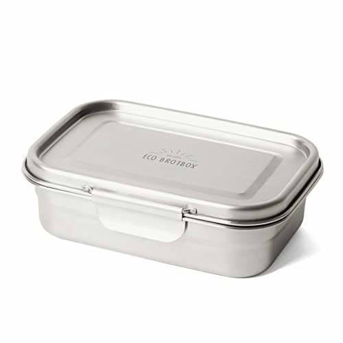 ECO Brotbox Yumi+ (L) Brotdose aus Edelstahl inklusive Gummiband | Lunchbox ohne Schadstoffe | spülmaschinenfest mit 1,1 L Füllvolumen | Zum Mitnehmen von Essen oder Aufbewahren