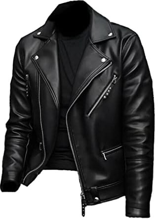 Brando-stil för män - Negan jacka slim fit motorcykel svart biker läderjacka, Svart – äkta läder, M