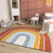TT Home Babyzimmer Teppich Rund Kinderzimmer Waschbar Regenbogen Sonne, Farbe:Rot Blau Gelb, Größe:120x160 cm Regenbogen-Form