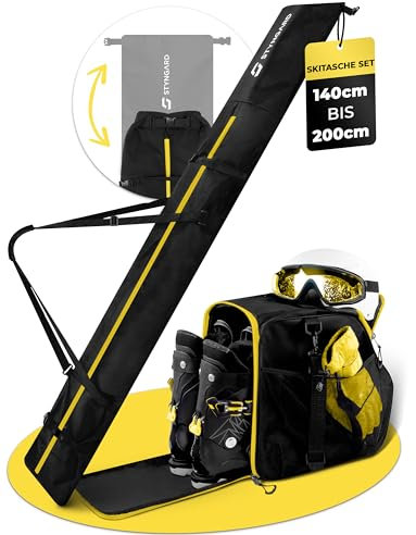 STYNGARD Skitasche Set Skisack [140 cm bis 200 cm] und Skischuhtasche mit Helmfach [40 L] - Skitasche und Stiefeltasche mit Lüftungsgitter Modell Vancouver
