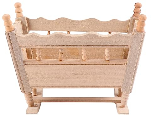 Toyvian Wiegenbett Modell Kidcraft-spielset Spielzeug Holzmöbel Möbelmodell Aus Holz Wiegenbett Dekoration Wiegenmodell Modell Der Heimwiege Holzwiege Modell Anhänger Kind Mini Birke