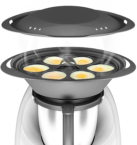 mixegg Pocheuse à œufs compatible avec Thermomix TM6 TM5 TM31 - Accessoire en Silicone ou Polypropylène, Ronde, Argenté