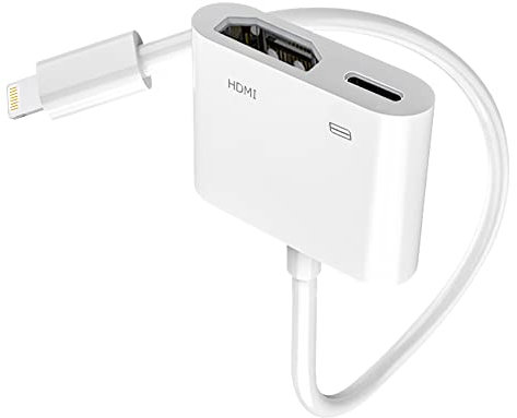 【Apple MFi zertifiziert】AV Lightning zu HDMI Adapter,1080P Digital Sync Bildschirm Konverter Ladeanschluss für iPhone/iPad für HD TV/Projektor/Monitor,Unterstützt alle iOS