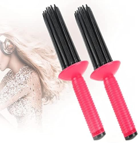 Curly Frisey Styler Tool, Air Volume Comb, Runde Haare Lockenstab Kamm, 17 Zähne Anti -Slip -Lockenstab, Haarbummel Curler Curler Make Up Pinselrollen Werkzeug für Home Salon