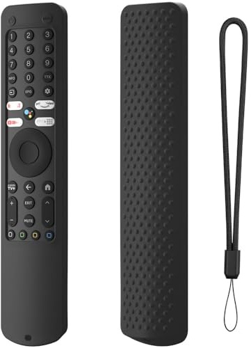 Custodia per telecomando compatibile con Xiaomi XMRM-ML, telecomando TV Custodia in silicone antiurto per pelle di ricambio con cordino (solo custodia) (Nero)