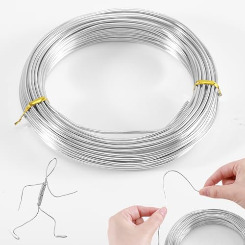 Filo Alluminio 1mm,60M Filo di Ferro Modellabile, Filo Metallico Filo Gioielli Modellabile per Creazione di Gioielli Fai-Da-Te