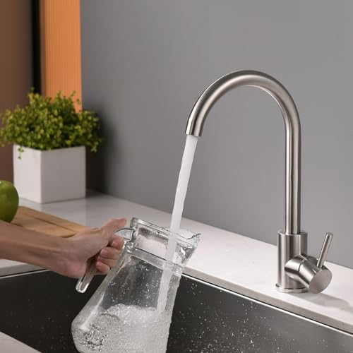 TIMACO Wasserhahn Küche,Küchenarmatur Einhebel,Spültischarmatur 360° Schwenkbar Küche Armatur,Gebürstetes Nickel