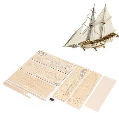Boot Modell Bausatz Maßstab 1:100 Holz Segelboot Modellboot Dekoration | 40 x 15 cm Segelschiff Baumodell Montagebausatz für Boot Basteln Hobbys Sammlungen