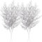 Sea Team 24er Pack Künstliche Glitzer-Kieferbaum-Äste, Dekorative Stäbe, Glitzernde Stängel, Picks, Zweige für Weihnachtsbaum, Kleine Vase, Feiertage, Hochzeit, Party, 14 Zoll.Silber