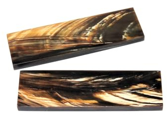 HANDTECHINDIA Honey Water Buffalo Horn/Bone Streaked Scales, Fixed Blade Horn Scale, Pair Knife Handle Scales Blanks Set for Knife Handle Making (Horn)