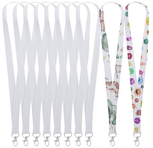 Framendino, Sublimations-Lanyards, blanko, mit drehbaren Haken, Hals für Ausweise, Arbeitskarten, 100 Stück, Weiss/opulenter Garten, 100 Pack