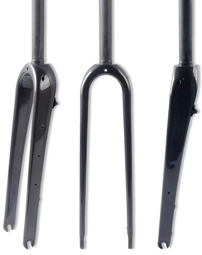 HZXQCVB 700C Starre Gabel Aus Kohlefaser 1-1/8'' Gerades/konisches Rohr Schnellspanner 9 X100mm Scheibenbremse Gravel Rennrad Gabel(Glossy Black,Straight)