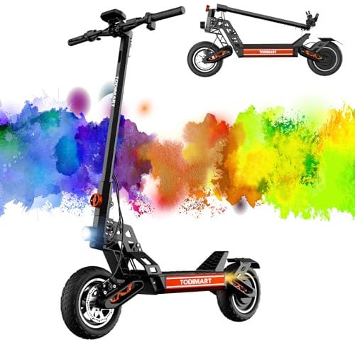 Electric Scooter for Adults, 60-70 km Range, 48V 20.8 Ah Battery, 10 Tubeless Off-Road Tires, 150 kg Load Capacity, 3 Speed Modes, Double Suspension, Key Start - TODIMART S9 EScooter