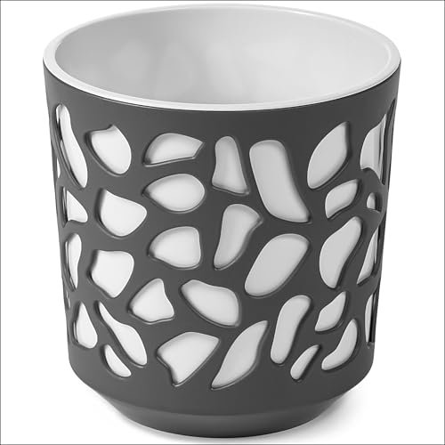 KONZEPT Pot de fleurs avec insert (diamètre 25 cm) – Grand pot en plastique robuste, résistant aux UV, pour l'intérieur et l'extérieur