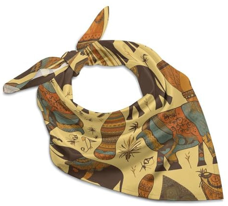 FZQVSGW Seidentuch Afrika Elefant Kopftuch für Damen klein quadratisch Schal leicht Halstuch, Afrika-Elefant, 45.72 cmx45.72 cm