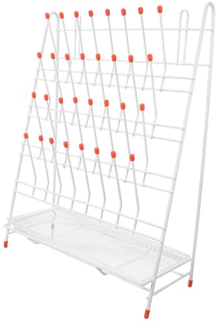 HOMOBABE Reagenzglas Trockengestell 32 Fächer aus Eisen, Weiß | Abtropfgestell Schmal, Stabile 32-peg Konstruktion, Leicht zu Reinigen mit Anti Rutsch Pads