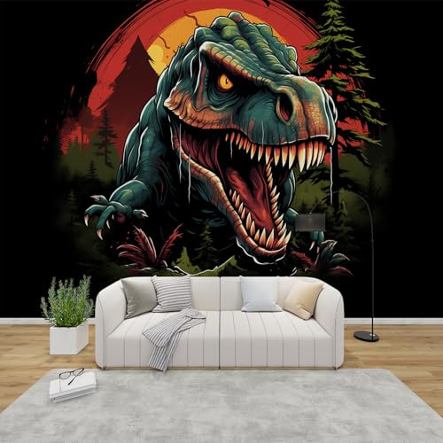 PaxGloz Fototapete Dinosaurier Tapete T-Rex Tapeten Vliestapete Modern Wandtapete Wohnzimmer Schlafzimmer Kinderzimmer Wanddeko Motivtapeten 350 x 256 cm (B x H)