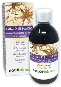 Artiglio del diavolo (Harpagophytum procumbens) radici Tintura Madre analcoolica Naturalma - Estratto liquido gocce 500 ml - Integratore alimentare - Vegano