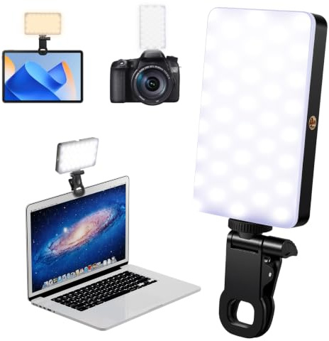 PUGTOW Selfie Light for Phone, 90 LEDs Phone Light Clip On | 9 Lighting Modes, 10 Brightness Levels, 1800mAh Rechargeable, Portable Video Conference Lighting, for Laptop Camera, Make-up