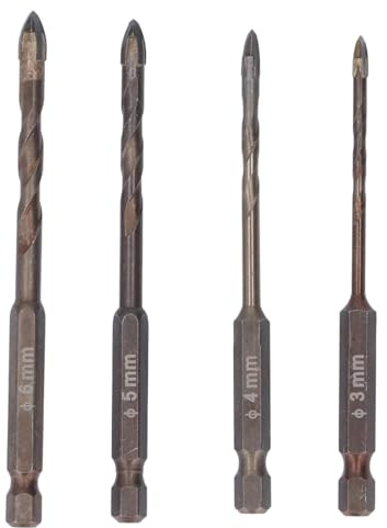 Jeu de forets de maçonnerie professionnels 4 pièces forets à béton en acier allié 3mm 4mm 5mm 6mm pour la perforation en plastique de verre d'ardoise de tuile et les murs de