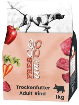 FRESCO Dog Unico Rind 1kg | Hundefutter trocken getreidefrei | 67% Frischfleisch, Monoprotein, hohe Verträglichkeit | Gesundes Adult Trockenfutter für Hunde sensitiv | Aus Deutschland