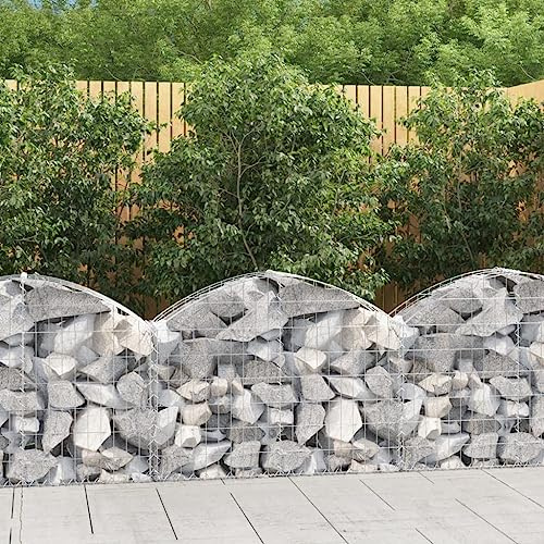 SKTQYQO Panier de gabion à arc 100 x 30 x 60 / 80 cm en fer galvanisé pour barrière acoustique et structure stable de jardin, utilisation extérieure avec crochets renforcés pour murs