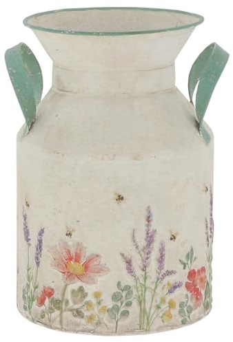 Shudehill Giftware Cottage Garden Tin Milk Churn Vase Floral Jug (Small – (Height: 17.5 x Width: 13 x Depth: 11.5 cm, 2.3L))