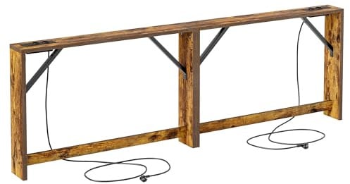 BEXEVUE Konsolentisch Schmal 2er Set, Eingangstisch mit Ladestation, 15 x 200 x 80 cm, Konsolentisch Holz, Beistelltisch, Flurtisch für Wohnzimmer, Flur, Braun
