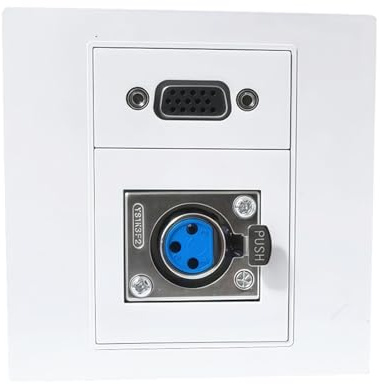 Alksubbm Panneau intégré de type 86 Speakon / prise murale femelle 3 broches pour la maison, plaque frontale vidéo, installation facile, connecteur VGA
