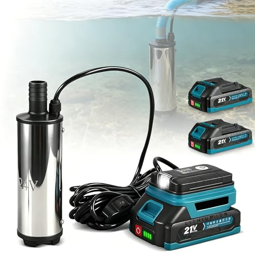 Pompa dell'acqua a batteria, pompa a barile a batteria, pompa dell'acqua con batteria, pompa a batteria 18V acqua, 80-150 l/min, 60 W, per pompe di pulizia, lavatrici, sistemi di irrigazione da