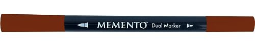 Tsukineko Memento Dual Tip Art Markers Brown, Rich Cocoa, Vibrant Colouring Pen for Artists, Archival, Water-resistant, for Stamping, Calligraphy, Water Colouring, Embossing, and Mixed Media