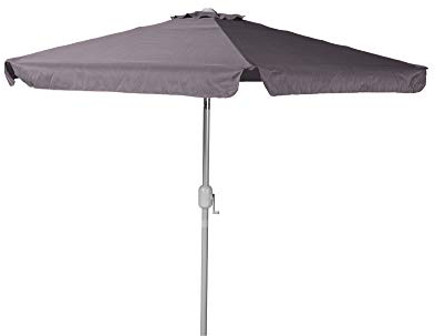 Merxx Sonnenschirm aus Aluminium mit Kurbel und wasserabweisendem Polyesterbezug in dunkelgrau mit Gelenk Ø 180cm