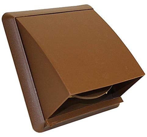 Kair Brown Cowled Outlet Grille 155mm External Dimension Wall Vent with 125mm - 5 inch Round Rear Spigot and Wind Baffle Backdraught Shutter